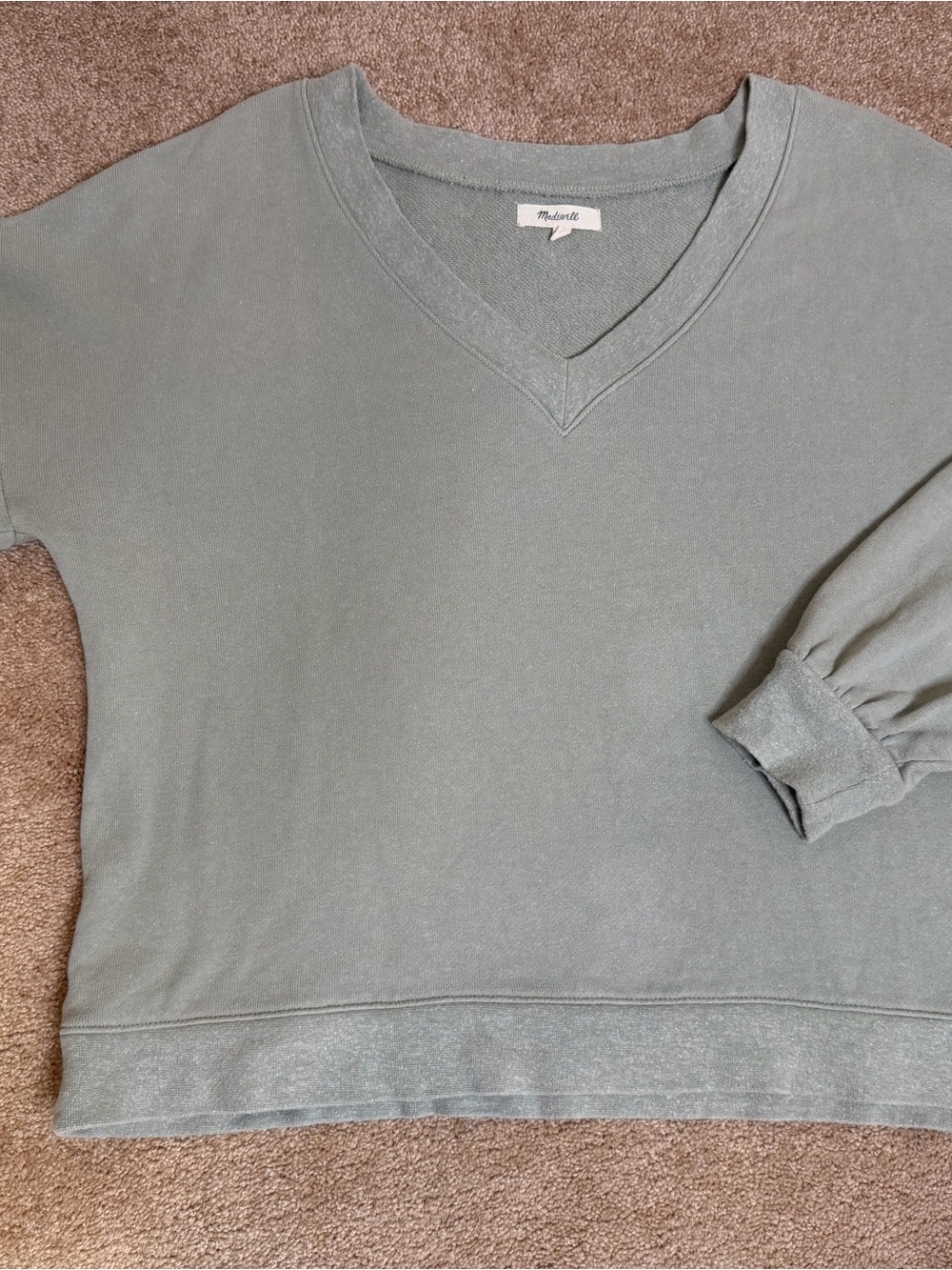Madewell Boxy V-Neck Sweater in Sage Green